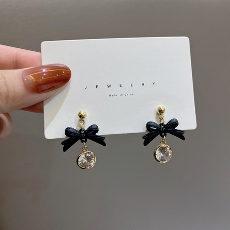 Japanese sweet bow girly earrings simple trendy earrings's discount tags