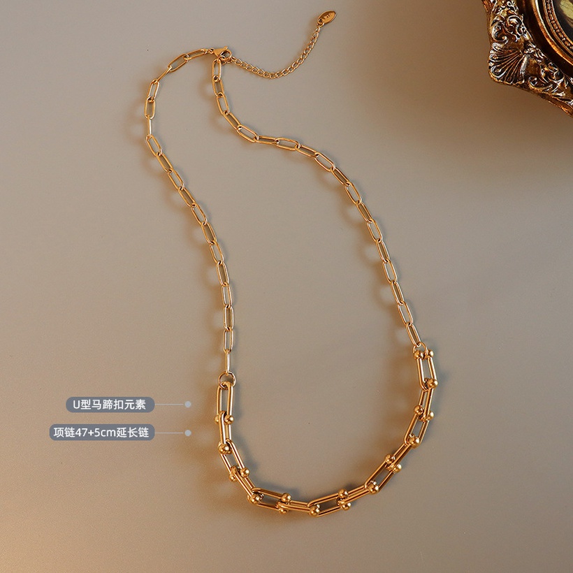 Bijoux Fantaisie Parures Bijoux | Mode Boucle En FerCheval En Forme De U Simple Bracelet Collier En Acier Titamium - ZW82072