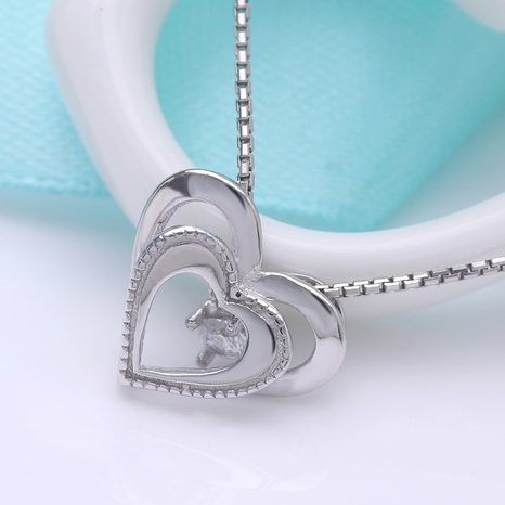 fashion hollow s925 silver pendant fashion heart zircon pendant no chain NHDNF600308's discount tags