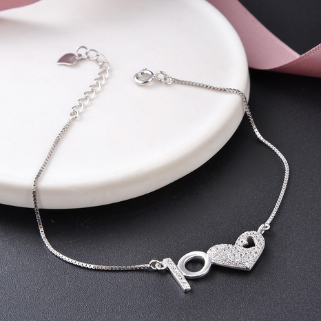 Valentine's Day gift heart 925 silver bracelet ladies jewelry wholesale  NHDNF600301's discount tags