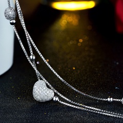925 silver bracelet Korean jewelry heart circle beads diamond multi-layer bracelet