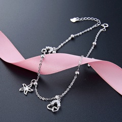 s925 silver anklet summer star heart pendant student fashion foot jewelry