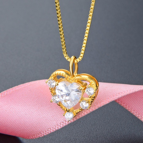 fashion Inlaid zircon hollow heart s925 silver pendant pendant NHDNF600363's discount tags