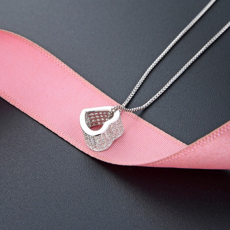 simple hollow heart S925 silver zircon Valentine's day gift pendant NHDNF600367's discount tags