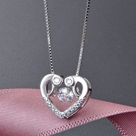 hollow heart inlaid zircon s925 silver necklace pendant no chain NHDNF600377's discount tags