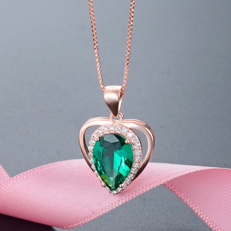 pendentif en cristal créatif en forme de coeur s925 pendentif en zircon en argent sterling sans chaîne's discount tags