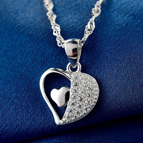 s925 silver pendant fashion micro-encrusted zircon heart pendant no chain NHDNF600375's discount tags