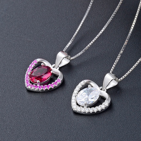 heart inlaid zirconium s925 silver necklace pendant fashion jewelry no chain NHDNF600378's discount tags