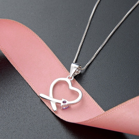 fashion creative hollow heart collarbone chain S925 silver zircon pendant no chain NHDNF600403's discount tags