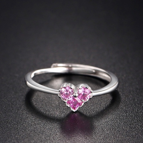 Korean new fashion heart-shape s925 silver inlaid zircon ring's discount tags