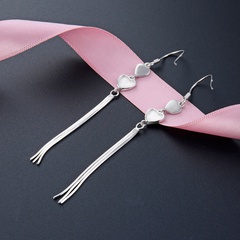 Korean new fashion s925 silver simple personality heart-shape long tassel earrings