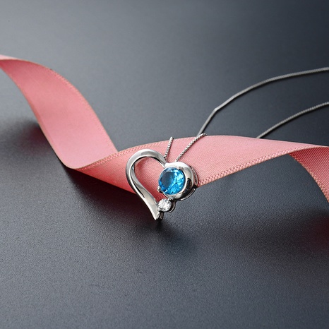 fashion s925 silver blue zircon hollow heart-shaped pendant no chain NHDNF600424's discount tags
