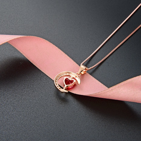 accessoires de pendentif en zircon en forme de coeur en argent rouge géométrique creux de mode s925's discount tags