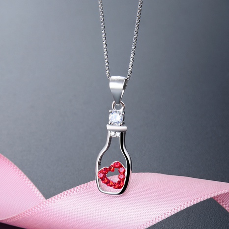fashion accessories s925 silver zircon creative drifting bottle clavicle chain pendant NHDNF600437's discount tags
