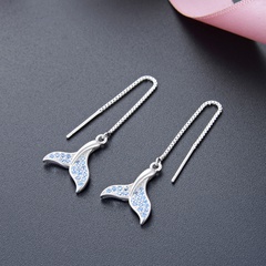 Fashion fishtail earrings Korean s925 sterling silver zircon earrings