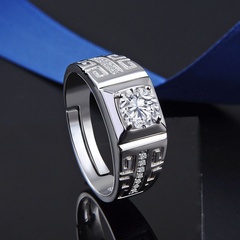 New diamond-studded men's domineering ring s925 sterling silver zircon ring