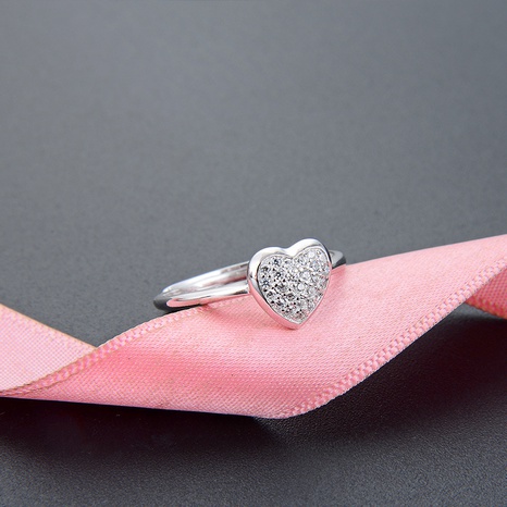 Anillo abierto de damas coreanas S925 anillo de circón de diamante de plata's discount tags