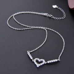 Korean style heart zircon clavicle chain pendant S925 silver diamond necklace female