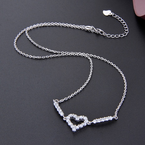 Koreanischer Stil Herz Zirkon Schlüsselbeinkette Anhänger S925 Silber Diamant Halskette weiblich's discount tags