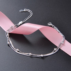 S925 sterling silver bead three-layer fashion jewelry bracelet Korean snake bone chain