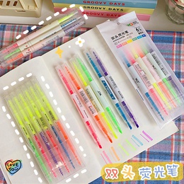 simple candy color doubleheaded highlighter students marker penpicture8