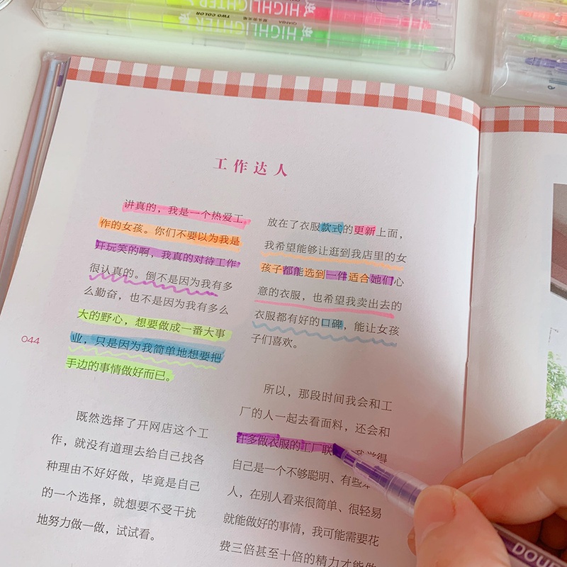 simple candy color doubleheaded highlighter students marker pen