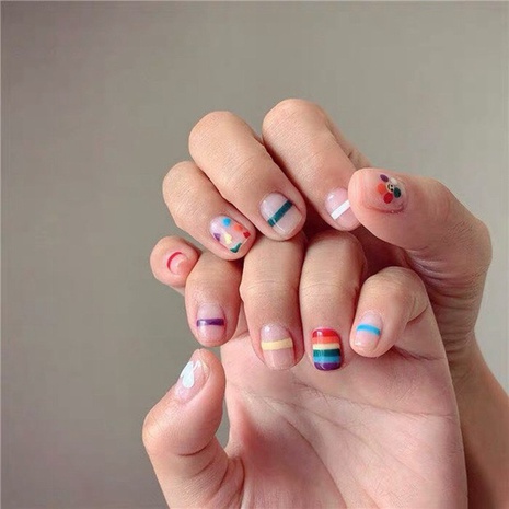 Rainbow cute little flower nail stickers waterproof tearable flower nail stickers NHTIW600514's discount tags