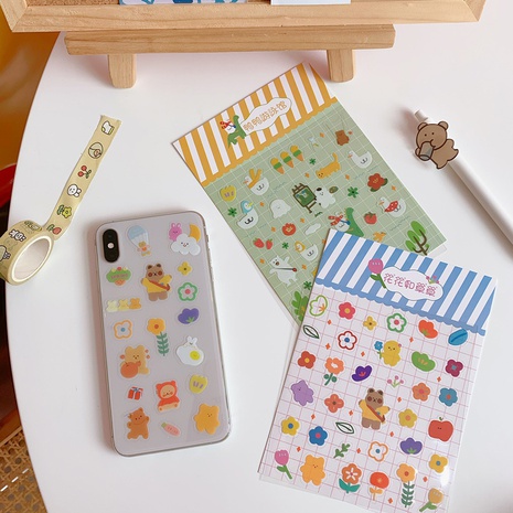 cartoon cute little bear sticker mobile phone decoration material transparent waterproof sticker's discount tags
