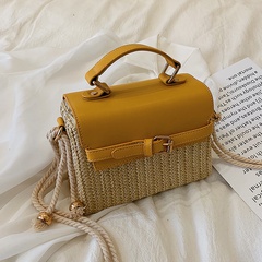 new trendy messenger straw woven fashion contrast color handbag