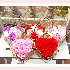 6 Iron Basket Rose Soap Flower Gift Box Valentine's Day Small Gifts