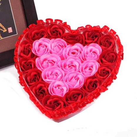 Saint Valentin 24 cadeau d'anniversaire de boîte de cadeau de fleur de savon rose en forme de coeur's discount tags
