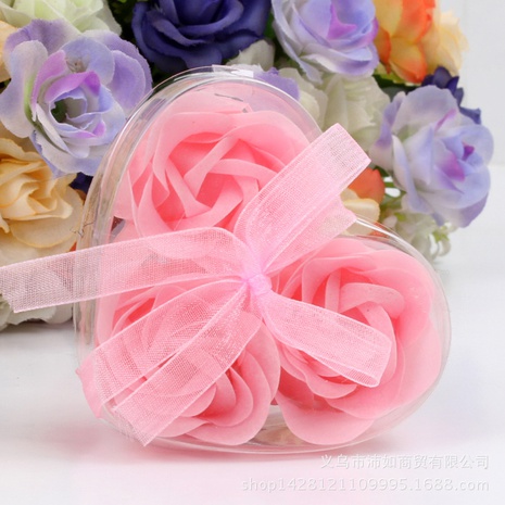 3 heart-shaped roses soap flower gift box Valentine's Day creative small gift's discount tags