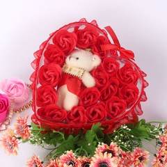Valentine's Day Christmas small gift 16 roses soap flower bear gift box