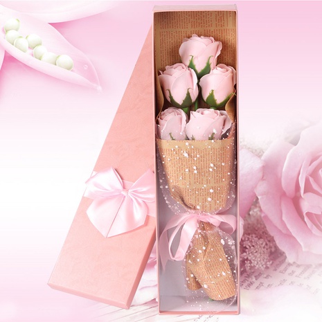 Großhandel Valentinstag Muttertag Geschenk 5 Seife Blumenstrauß Simulation Rose Geschenkbox's discount tags