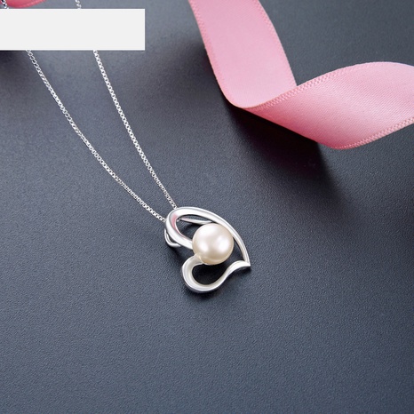 fashion pearl s925 silver inlaid beads heart-shaped pendant no chain NHDNF600386's discount tags