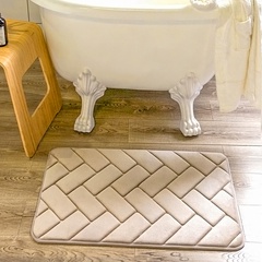 geometric Beige Brick Coral Fleece Absorbent Anti-Slip Bath Mat