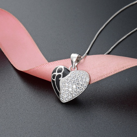 simple hollow heart inlaid zircon S925 silver Valentine's Day gift pendant no chain NHDNF600476's discount tags