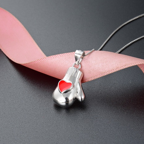 simple dripping oil contrast color heart S925 silver gloves pendant  NHDNF600464's discount tags