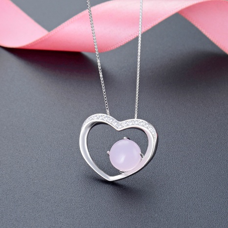 simple heart-shaped popular necklace s925 silver zircon clavicle chain NHDNF600416's discount tags