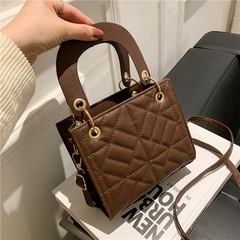 2022 new rhombus embroidery thread solid color small square handbag