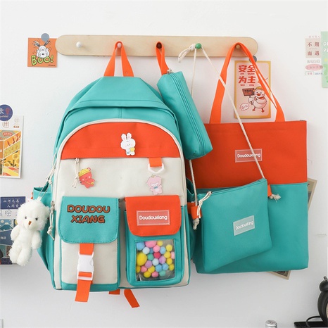 Mochila de color contrastante estudiante nueva mochila de gran capacidad's discount tags