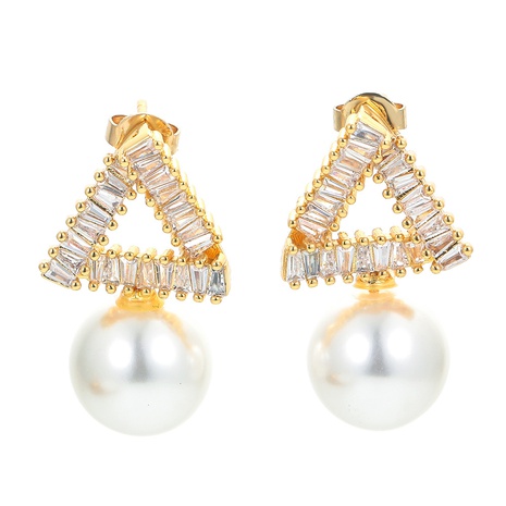 Boucles d'oreilles en perles de personnalité simples et longues avec perle triangle en zircon NHWG601519's discount tags