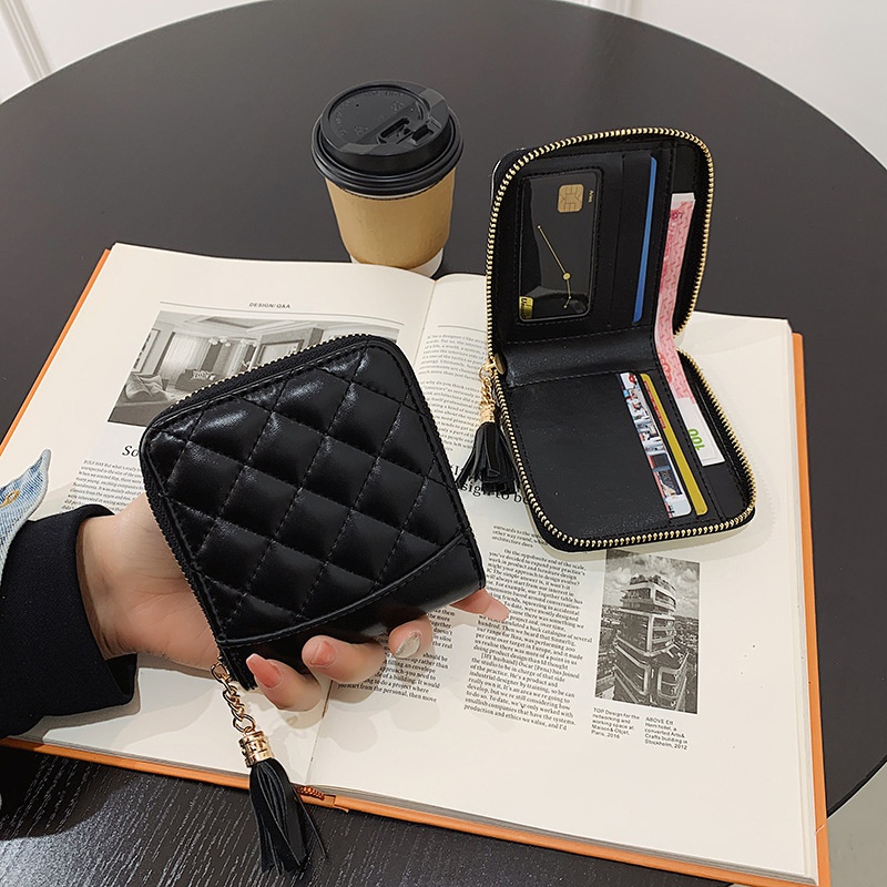 Kleine Brieftasche weibliche Quaste koreanische FarbkontrastGeldbrse neue kurze personalisierte Brieftasche