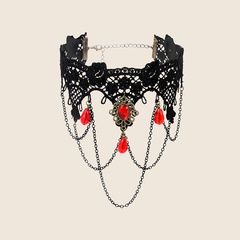 Gothic lace fringed lolita fashion choker necklace