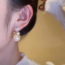 Korean style microset zircon peach heart bow pearl earring temperament copper earringspicture7