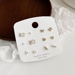 bow earrings set simple fashion pearl alloy earrings 6 pairs set