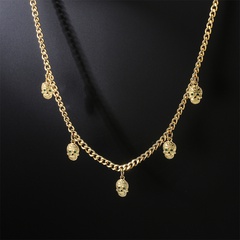 hip-hop style skull pendant copper gold-plated short necklace
