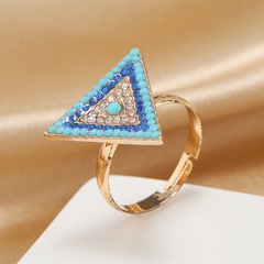 European and American fashion retro triangle diamond ring opening adjustable alloy ring