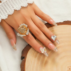 Korea new simple diamond ring fashion retro flower alloy ring