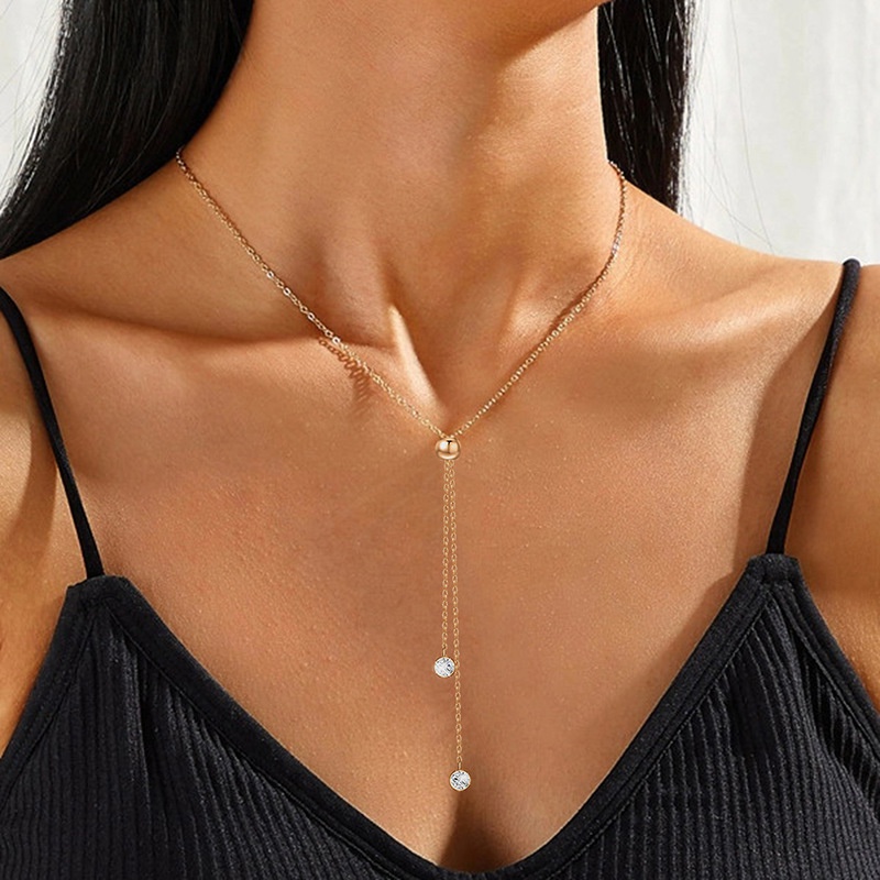 exquisite tassel necklace simple Yshaped retractable copper clavicle chain